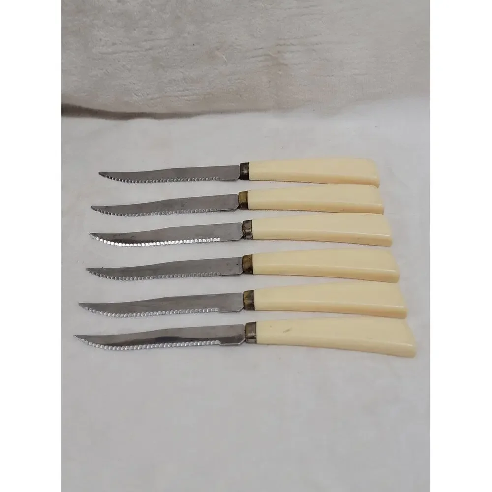 Set Of 6 Vintage Quikut Serrated Steak Knives